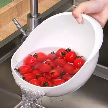 Сито для риса, пластиковый дуршлаг, кухонная сливная корзина с ручками, сито для чаши для риса, корзина для слива раковины, кухонные инструменты белый