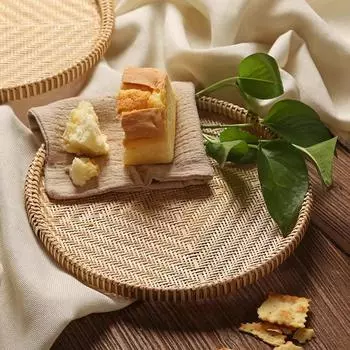 Сито из бамбука, сплетенное вручную, расписанный вручную бамбуковый плот, круглый совок, самодельная декоративная корзина для фруктов и хлеба, поднос для хранения на кухне