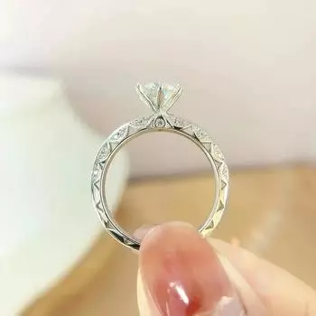 Six-Claw Inlaid Zircon Ring, Engagement Wedding With Jewelry, Fashionable Classic And Elegant 6