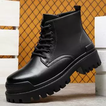 Six-hole Martin boots men s velvet warm new 2024 autumn and winter British men s locomotive leather tooling boots tide 38