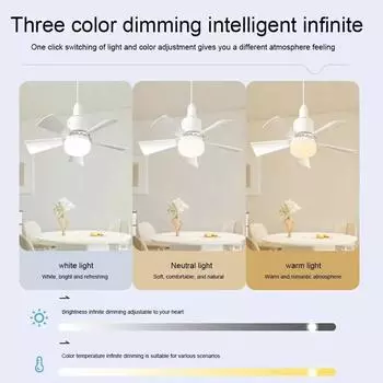 Six leaf E27 screw mouth fan light bedroom living room ceiling fan light super large wind silent ceiling fan light 85-265V