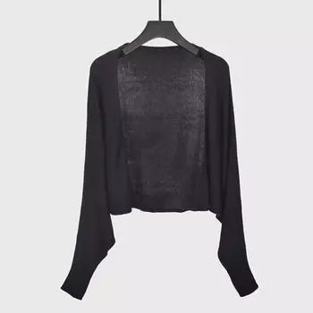 Six Wool Sweet Elegant Soft Glutinous Knitting Cardigan Outwear Female Spring & Fall New Arrival Loose Outer Wear Pure Color Short Tops Black One size