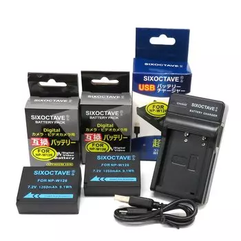 SIXOCTAVE Fujifilm-совместимое зарядное устройство с USB-поддержкой, набор из 3 предметов FinePix HS30 NP-W126/NP-W126S и BC-W126S