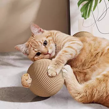 Сизалевый мяч для кошек, интерактивная игрушка для стачивания когтей, 4 дюйма, устойчивый к царапинам, товары для питомцев, когтеточка