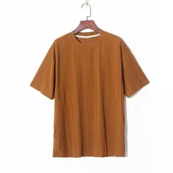 Size 2023 Fall Women s Clothing K-style Minimalist Pure Color round Neck Pullover Drop-Shoulder Sleeve Loose, Comfortable and All-Matching T-shirt Turmeric 3X