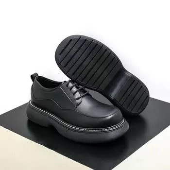 Size 38-45 Classic Men Derby Shoes Comfortable Fashionable Big Head Thick Bottom Leather Shoes Men Casual Versatile Brand Shoes 38
