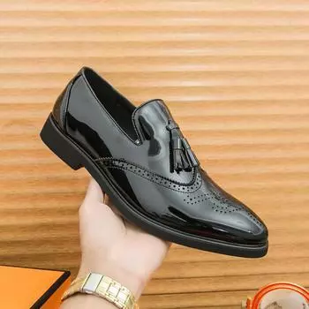 Size 38-46 Fashion Men Shoes Block Shoes Men Casual Comfortable Small Leather Shoes Men Business Office Banquet Brand Lefu Shoes 38