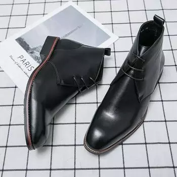 Size 38-48 Business Men Ankle Boots Men Anti-slip Wear-resistant Lace-up Business Fashion Chelsea Boots Outdoor Training Boots 38