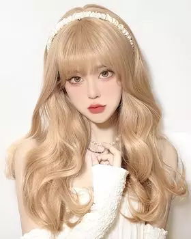 Sizuuenn Large Wave Curl Long Hair Curly Hair Blonde Wig Sand Gold Heat Resistant Wig High Temperature Hair Thread Cosplay Wig Dedicated Net For