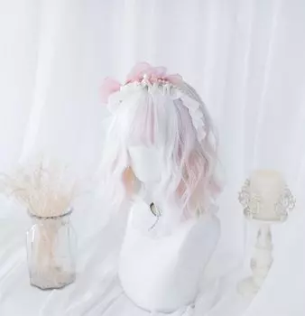 Sizuuenn Лолита короткие волосы кудрявый парик цвета мороженого белый парик термостойкий парик высокотемпературная нить для волос парик для косплея специальная сетка для мероприятий школа