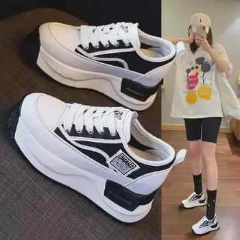 SJN882-1 Женские весенние модные дышащие повседневные белые туфли на толстой подошве 2024 года 36 кремовый/белый