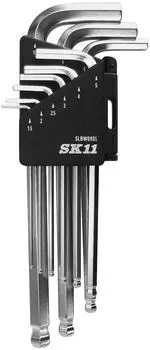 SK11 Ball point hex wrench metric set of 9 tilt angle approximately 25 SLBW09SL (SK11) set, size, pieces, degrees, semi-long