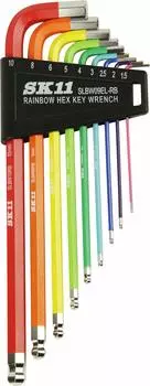 SK11 Rainbow ball point hex wrench set 9 pieces SLBW09EL-RB
