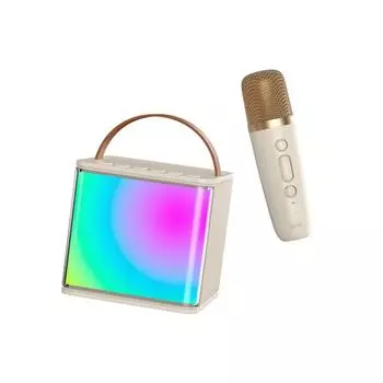 SK5 Высококачественный светодиодный Bluetooth-динамик Беспроводной портативный микрофон Многофункциональный домашний настольный уличный динамик для караоке белый
