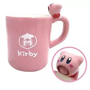 SK Japan Kirby Mug: Cute Sucking Air Kirby On Handle: Pink, Maximum Tomato Mark, H 4.33 x W 4.13 x L 2.95