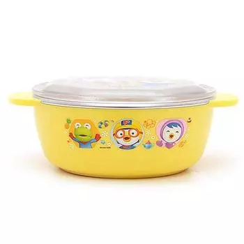 СК Корп. Нескользящая детская миска Pororo из нержавеющей стали PR3005, желтая, 1 шт., Популярные корейские товары для родителей