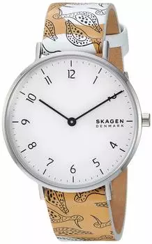 Skagen Aaren SKW2780 Японские кварцевые модные женские часы из загорелой кожи
