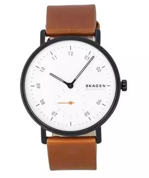 Skagen Kuppel Кварцевые мужские часы с коричневым кожаным ремешком и белым циферблатом SKW6889 белый