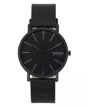 Skagen Signatur Кварцевые мужские часы с кожаным ремешком и черным циферблатом SKW6902
