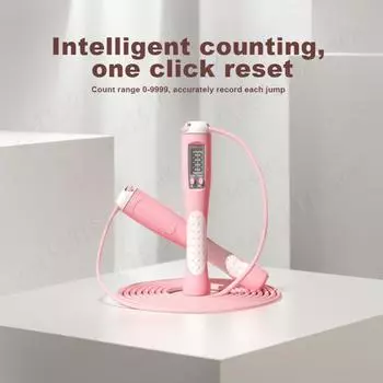Скакалка для подсчета, скакалка, регулируемая тренировочная скакалка со счетчиком, цифровая скакалка для фитнес-упражнений в спортзале розовый