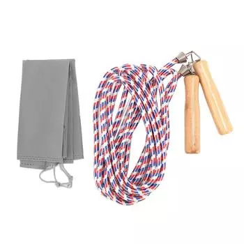 Скакалка для прыжков в длину для детей и взрослых, многопользовательская командная скакалка с деревянной ручкой для развлечений на открытом воздухе 5m/16.4ft