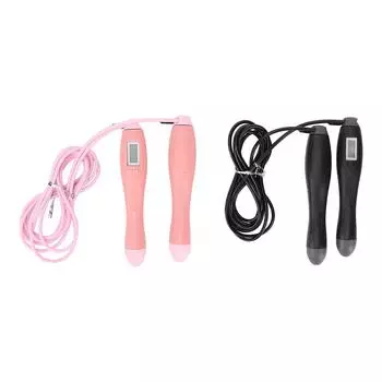 Скакалка, интеллектуальный подсчет, регулируемая длина, стальной трос для фитнес-тренировок Black