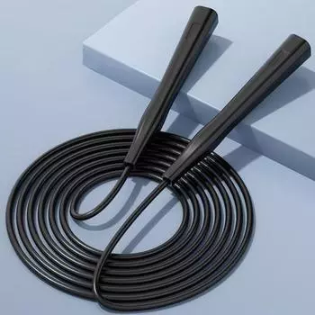 Скакалка из ПВХ 300 см с регулируемой нескользящей ручкой, не спутывается, физическое тестирование, сжигание жира, тренировки для студентов, детей, взрослых, фитнес-скакалка чёрный