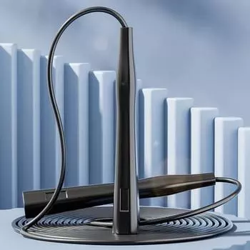 Скакалка из ПВХ 300 см с регулируемой нескользящей ручкой, не спутывается, физическое тестирование, сжигание жира, тренировки для студентов, детей, взрослых, фитнес-скакалка чёрный