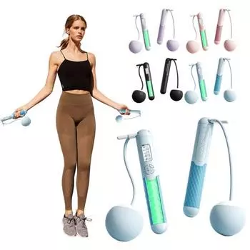 Скакалка с контрмячами Светодиодный дисплей Нескользящая ручка Не спутывается Студенты Дети Мужчины Женщины синий