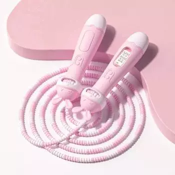 Скакалка с регулируемой длиной счетчика, эргономичная ручка, не спутывается, скакалка, оборудование для тренировок, фитнеса для детей розовый