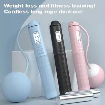 Скакалка с шариками-счетчиками ЖК-дисплей Нескользящая ручка Не спутывается Студенты Дети Мужчины Женщины чёрный