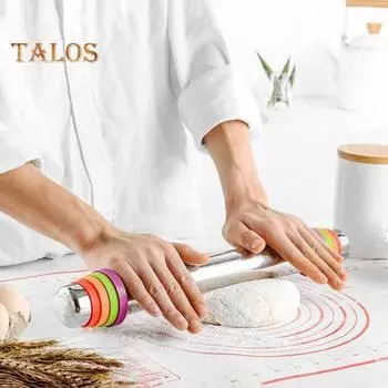 Скалка из нержавеющей стали с регулируемой толщиной, удобная ручка, встроенный роликовый цилиндр, товары для дома разноцветный