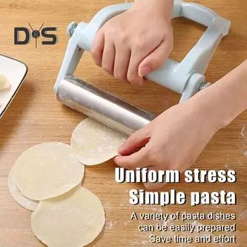 Скалка из нержавеющей стали с ручкой Регулируемый валик для теста одной рукой, печенье для пиццы, корочка для выпечки, кондитерские изделия, обертка для клецок, инструмент для раскатки 1pc