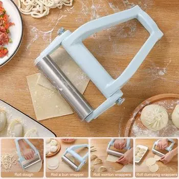 Скалка из нержавеющей стали с ручкой Регулируемый валик для теста одной рукой, печенье для пиццы, корочка для выпечки, обертка для клецок, инструмент для раскатки 1pc