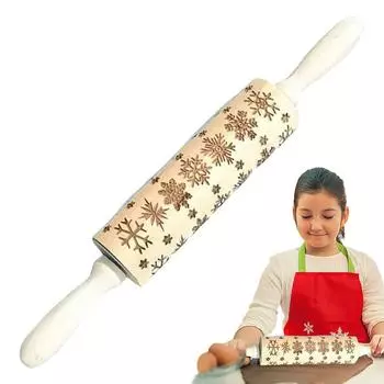 Скалка с рождественским дизайном, штампы для печенья, деревянная гравированная скалка для теста, элегантный ролик для теста и глины, декор для кухни CN