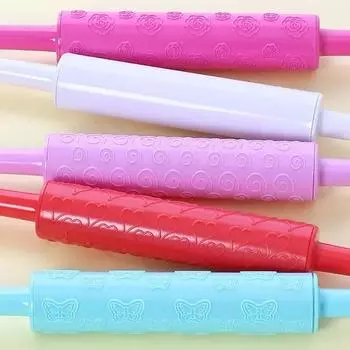 Скалка с сердечком и цветочным узором, скалка для выпечки печенья, валик для помадного теста, полипропиленовая антипригарная скалка, форма для тиснения, сделай сам, для выпечки 3x25cm