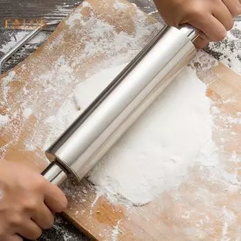 Скалки для теста, многоразовые формы для выпечки, нержавеющая сталь, прочная, удобная ручка, деревянная скалка для ресторана M