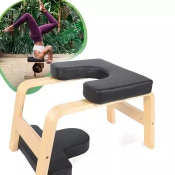Скамья для йоги, стойка на голове, инверсионная скамья для йоги с деревянной рамой и полиуретановыми подушками, тренировка равновесия для снятия усталости, нагрузка 330 фунтов чёрный
