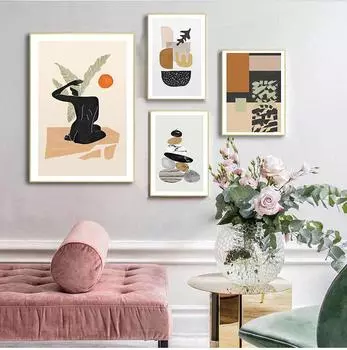 Скандинавия, абстрактная геометрическая картина на холсте, галерея, плакаты на скандинавскую тему, принт, настенная художественная картина, интерьер гостиной, домашний декор, без рамки 21*30cm