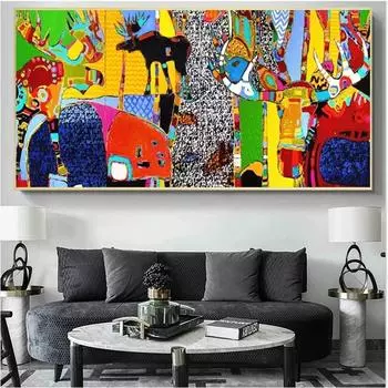 Скандинавская абстрактная картина маслом, цветной плакат с изображением животных 20cm40cm NoFrame