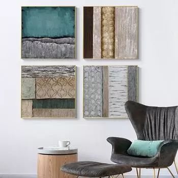 Скандинавская абстрактная картина маслом, настенная живопись, ручная печать на холсте, настенные картины, текстурные постеры для декора гостиной, ванной комнаты 20x20cm No Framed