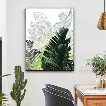 Скандинавская абстрактная картина маслом с растениями, банановые постеры и принты, современные настенные художественные фотографии, украшение для гостиной и дома 21cm30cm NoFrame