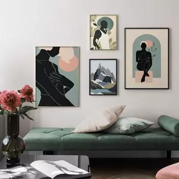 Скандинавская абстрактная модная картина на холсте для девочек, картина маслом, горный постер и пинты, современные настенные художественные картины для столовой дома 21cm30cm NoFrame