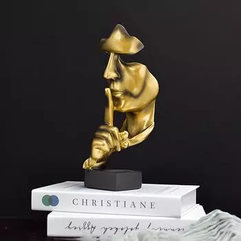 Скандинавская абстрактная статуя из смолы, тишина, золото, украшение для человеческого лица, скульптура, фигурки, украшение для гостиной, спальни, дома белый