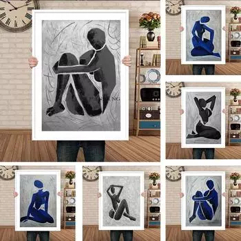 Скандинавская абстрактная живопись в стиле Матисса, современная настенная живопись, минималистичные постеры, бар, кафе, украшение дома, холст, картина без рамки 21*30cm