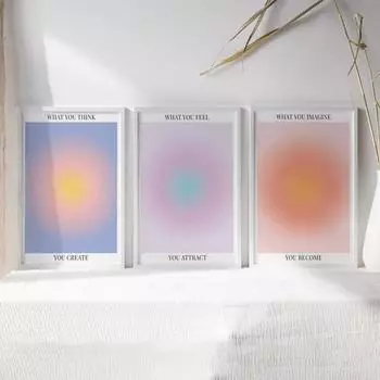 Скандинавская эстетическая аура, энергия, духовный градиент, Y2K, подтверждение, настенная живопись, холст, живопись, постеры для гостиной, домашний декор 21x30cm No Frame