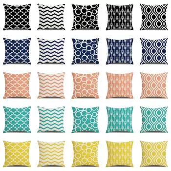 Скандинавская декоративная подушка с геометрическим рисунком, чехол для диванной подушки, современный домашний декор, квадратная наволочка, наволочка из персиковой кожи 40x40cm