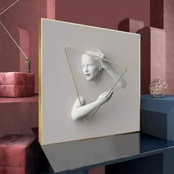 Скандинавская фигура, статуя, холст, картина, настенное искусство, женская скульптура, печать плакатов, настенная картина, украшение для гостиной, дома 20X20cmNo Frame белый/чёрный