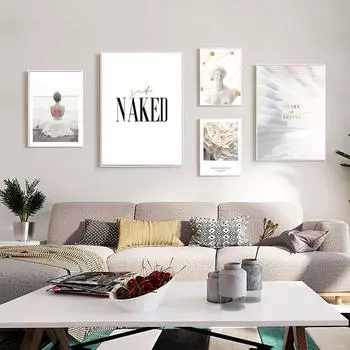 Скандинавская гипсовая скульптура, настенный художественный постер, перья, украшение на спину для девушки, печать на холсте, картина для гостиной, домашний декор 21cm30cm NoFrame