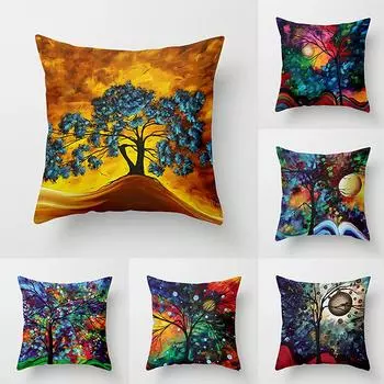 Скандинавская картина маслом, квадратная наволочка с художественным принтом, наволочка для автомобиля, дивана, офисного кресла, простая наволочка для украшения дома 40X40CM